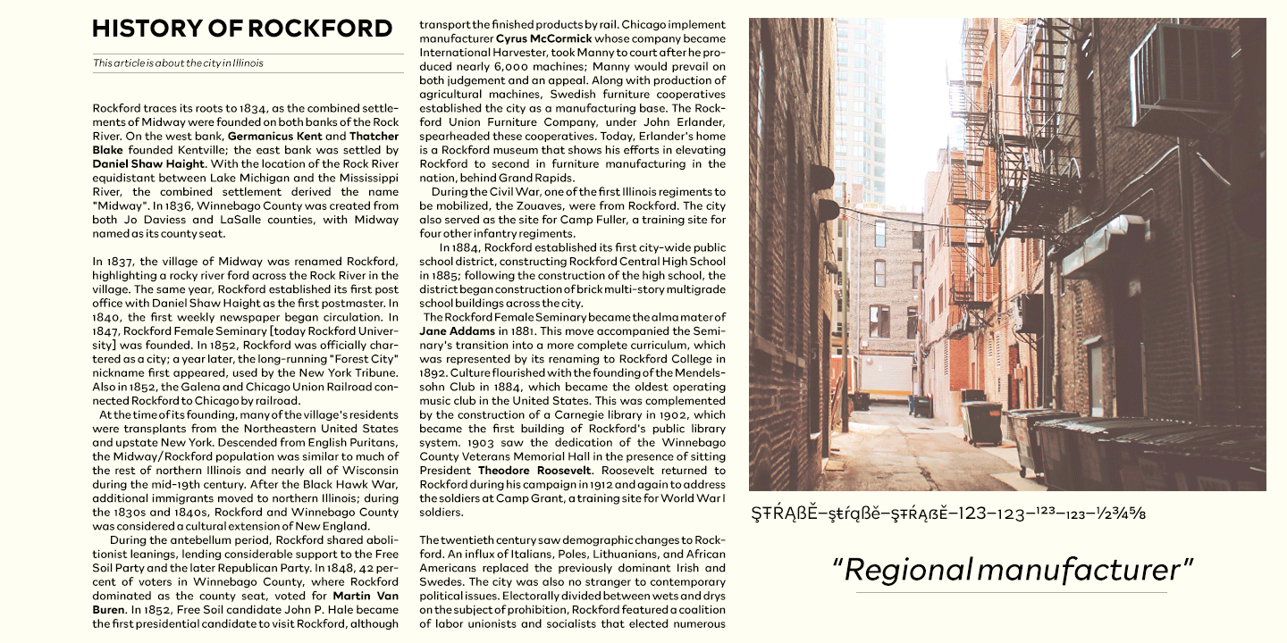 Ejemplo de fuente Rockford Sans #2